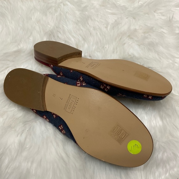 Rare Vero Cuoio Navy and Burgundy Patterned Mules - Picture 10 of 10